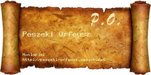 Peszeki Orfeusz névjegykártya